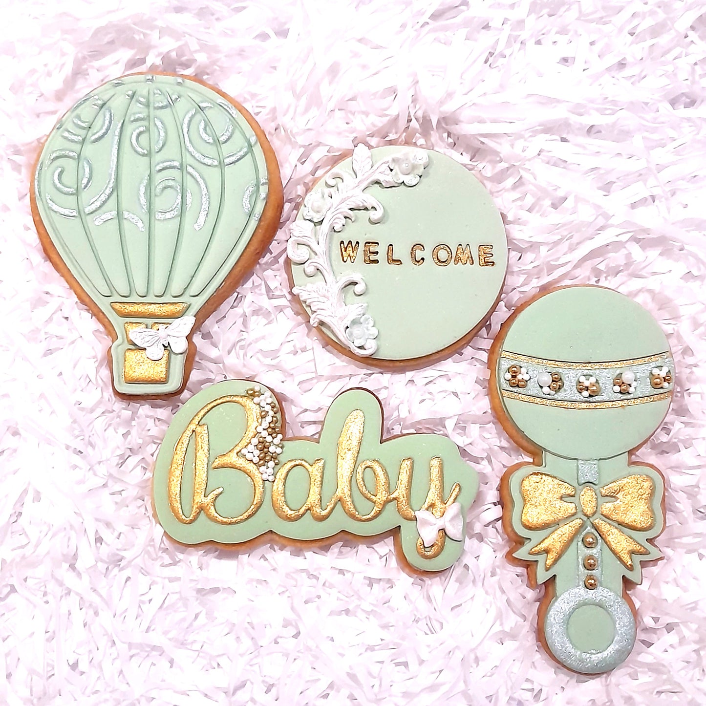 Golden Pastels Baby Cookies